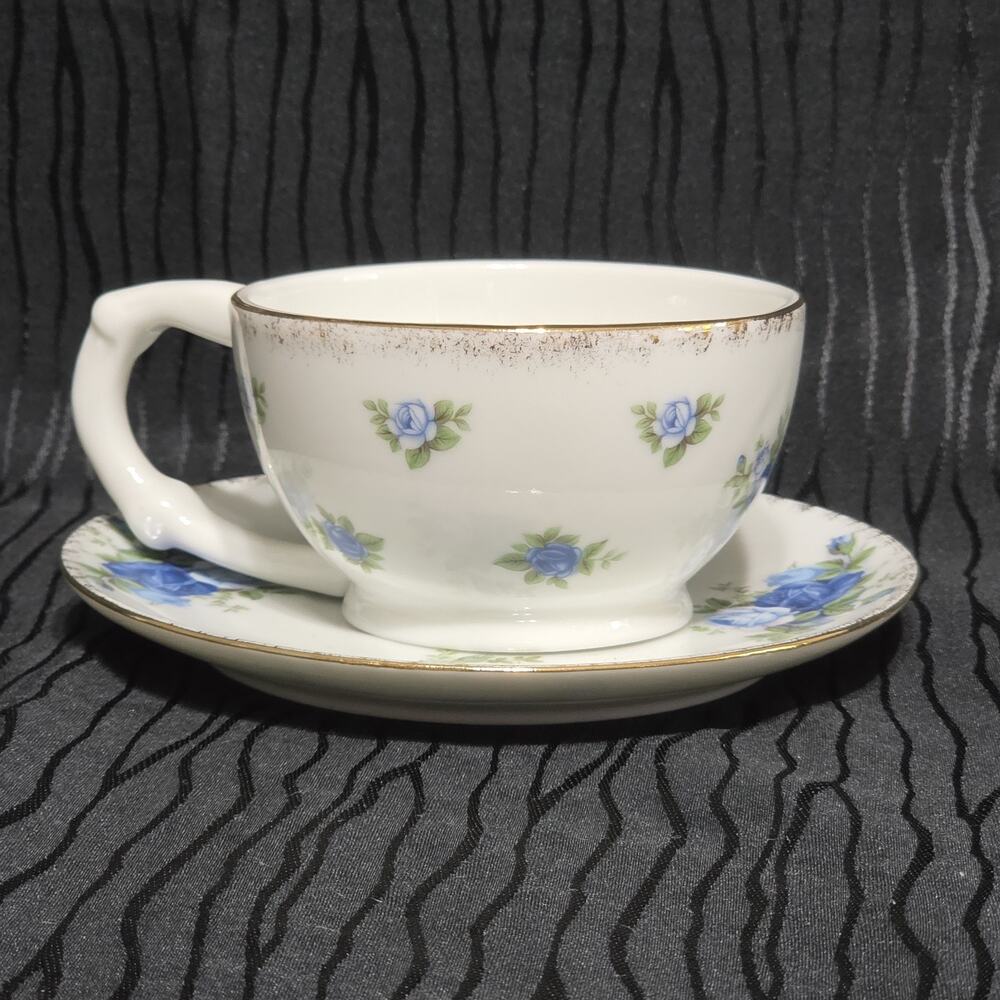 Royal Albert Moonlight Rose Tea For One Cup & Saucer Bone China Blue Roses
